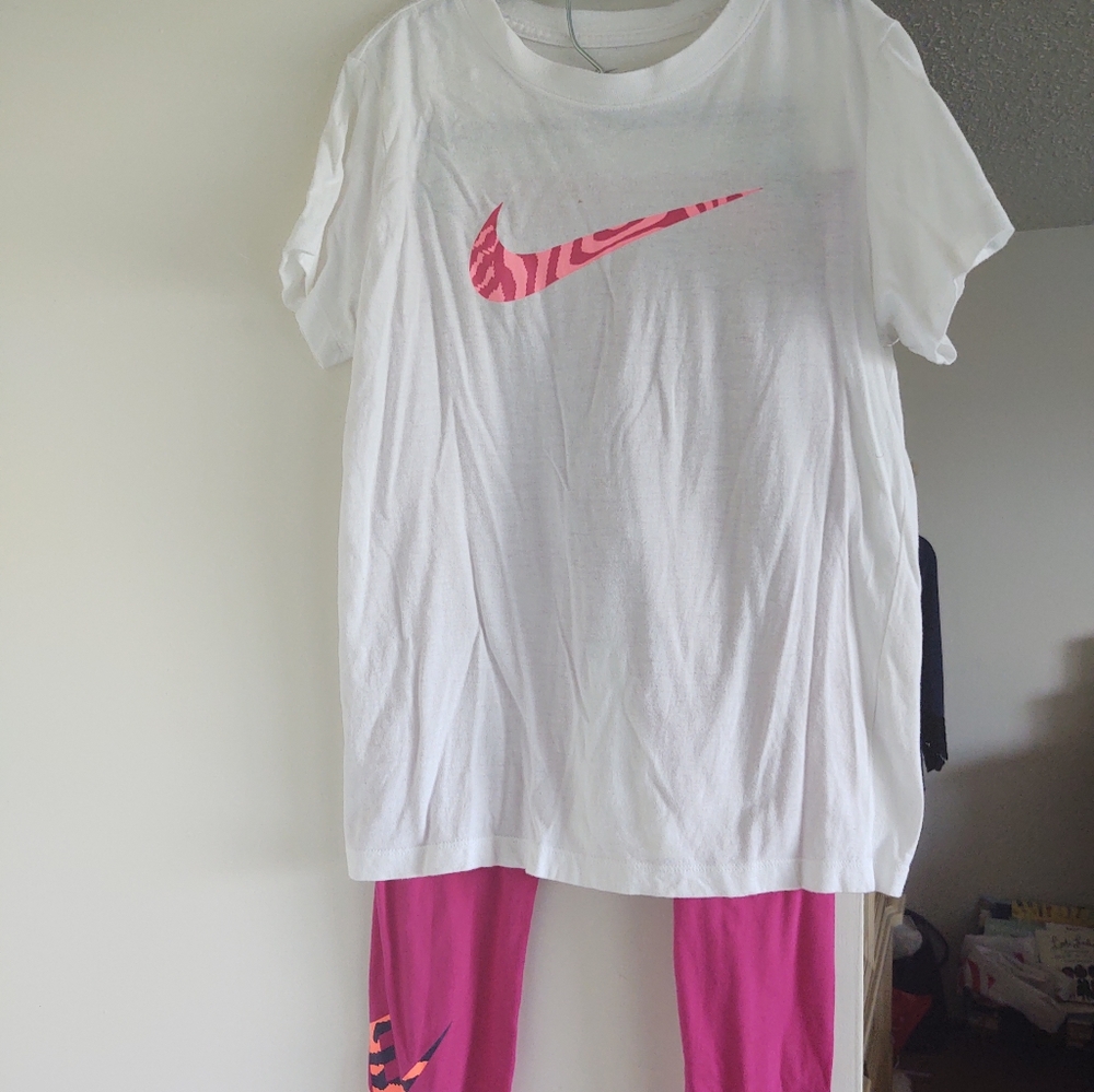 SOLD. Nike Girls Two Piece Shirt and Leggings